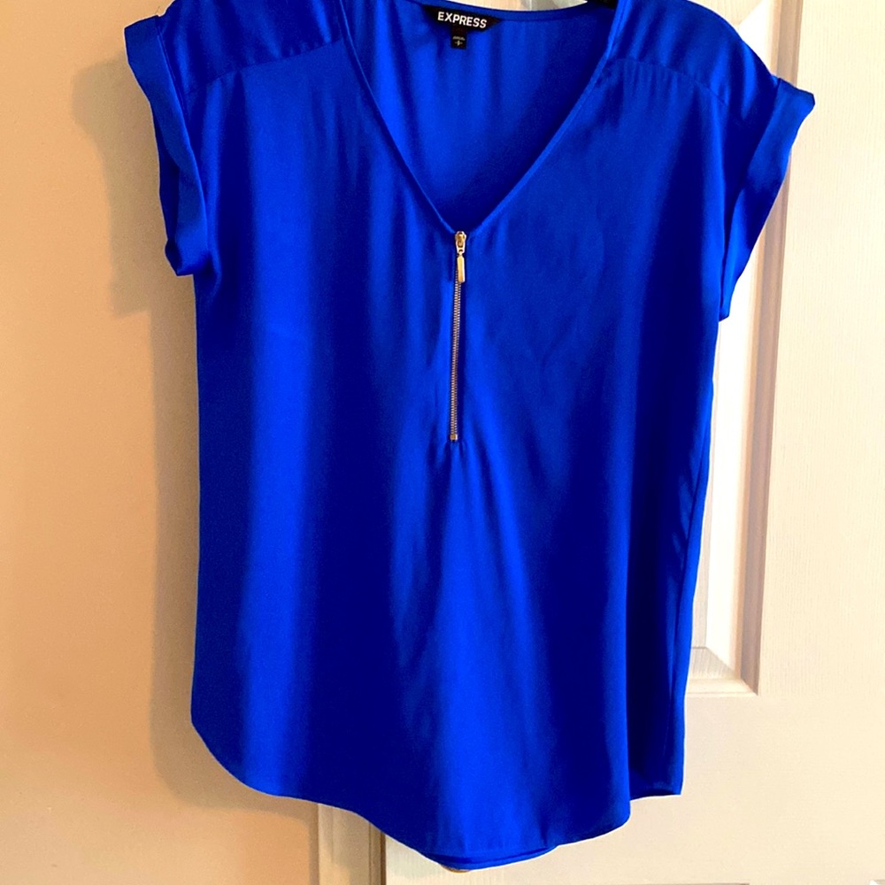 Express royal blue blouse size small. Gold zipper